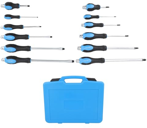 12-teiliges Magnet-Schraubendreher-Set, Robust, Hochdrehbar, 6 Kreuzschlitzschraubendreher Und 6 Flachkopfschraubendreher Für Die Heimwerkstatt