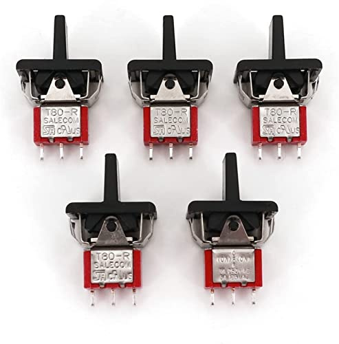 Wippschalter 5 Stück SH T80-R Serie R8016A-P14 3-poliger Momentaner MOM-Off-MOM Selbstrückkehr SPDT Wipp- und Paddelschalter elektronischer Schalter (Color : 5pcs Black)
