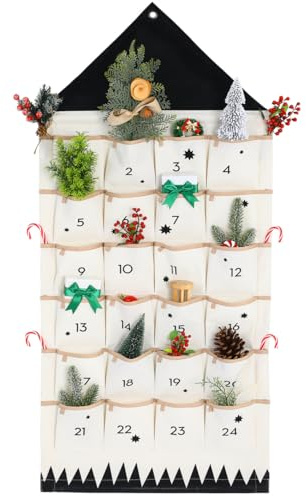 Operitacx Adventskalender zum Aufhängen, 50×110cm Adventskalender zum Befüllen Stoff mit Taschen für Kleine, Weihnachtsdekoration, Home Wandbehang Dekoration