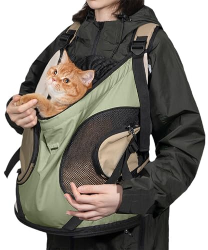 PETCUTE Haustier Front Rucksack,Verstellbarer Hunde -Rucksack mit Sicherheitsleine,Tragbarer Hunde Rucksack mit Festem Boden,Atmungsaktiv Haustier Rucksack,für Reisen, Wandern Und Gebrauch Im Freien