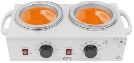 Wachs Haarentfernung 200W mit Doppeltopf Temperatursteuerbar Wachswärmer 500ml/topf Kann Wachskörner, Hartwachs, Wachsblöcke, für Privatpersonen, Schönheitssalons, Nagelstudios (Weiß + Silber)
