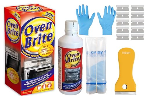Oven Cleaner (500 ML Bottle) Heavy Duty Cleaner+ Oven & Hob Cleaning Tool [Non Scratch] + 10 Spares- Complete Cleaning Kit with Gloves and Rack Bag