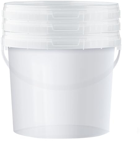 POSH Secchio trasparente con coperchio 5 L - 3 pezzi - Uso alimentare | Contenuto visibile senza aprire, chiusura ermetica del coperchio, manico per il trasporto, adatto a farina e mangimi