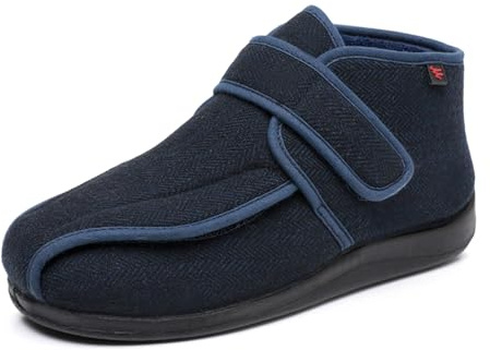 sekiueo Botas para Diabéticos Hombres Mujeres Zapatillas para Caminar Extra Anchas con Forro De Piel Antideslizantes Cómodas para Personas Mayores con Pies Hinchados,Azul,43 EU