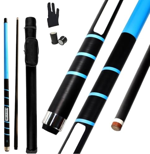 Professional Carbon Fiber Pool Cue 12.9mm Tip | 58 Inch Billiard Cue Stick | 19-21oz Weight | High-Performance Carbon Fiber Shaft | Tournament-Grade Billiards Equipment for Players (BLUE)