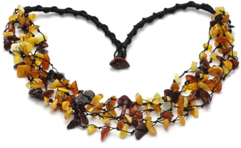 Collana da donna in ambra baltica grezza, realizzata a mano, in vera pietra preziosa, regalo perfetto per donne e mamme, Baltic Secret, 50 cm, Gemma, Ambra