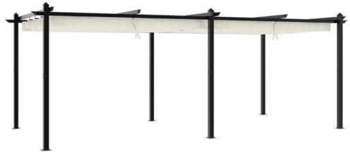Metal Pergola with Retractable Roof, Garden Gazebo Outdoor Sun Shade Shelter Cream 3x6 m Aluminium