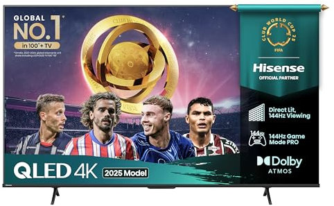 Hisense 75 75E78QTUK PRO 144Hz QLED Smart AI TV - Hi-View AI Engine, 144Hz Game Mode PRO, Dolby Atmos, Quantum Dot Colour with Freely, Disney +, YouTube, Netflix