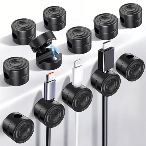 12 Stück Magnetische Kabelhalter Selbstklebend – Starke Haftung für Schreibtisch, Auto & Wand Organisiere Ladekabel, HDMI, USB, Kopfhörer & PC-Kabel