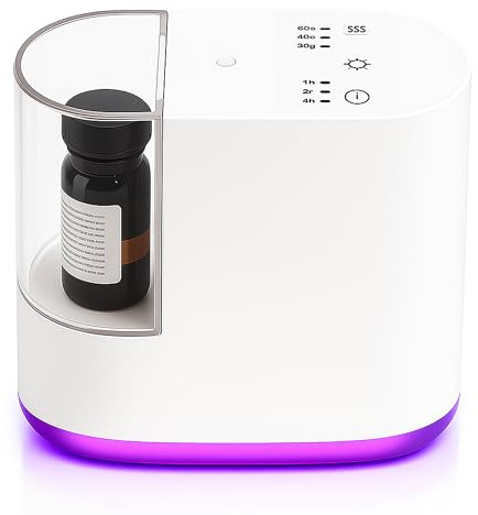ALMA® Difusor de Aceites Esenciales Sin Agua - Portátil y Recargable USB-C - Tecnología de Difusión en Frío - 3 Modos de Bruma - Compatible con Botellas DIN18mm de 5-50ml - Batería de 2500mAh (White)