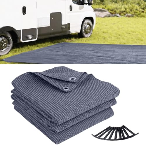 LOVE STORY Vorzeltteppich Markisenteppich, Zeltboden für Camping, HDPE Campingteppich Atmungsaktiv rutschfest,Waschbare Vorzeltboden(Blau Grau)