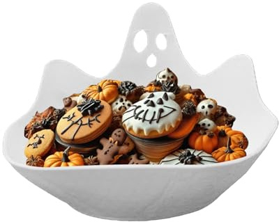 Générique Assiettes Fantômes d'Halloween, Plateau de Service Fantôme pour Fêtes, Assiette Stable Pour Décorations Et Apéritifs Desserts Snacks Salades Fruits