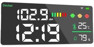 DM165A-WIFI Sonomètre, détecteur de Bruit, Horloge Murale, température, humidité, décibels