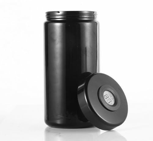 Ysislybin Tarro Hermético UV de 1000 ml, Tarro Hermético de Cristal con Higrómetro y Termómetro en la Tapa, Rellenable para Café Té Productos Secos y Especias