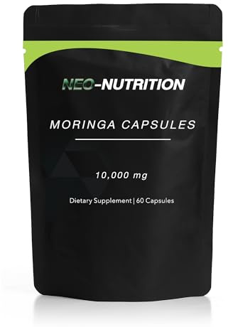 Moringa Capsules 10,000mg | Potent Antioxidant Superfood | Non-GMO, Third-Party Tested Pure Moringa for Energy, Immunity & Gut Health Support | 100% Moringa Oleifera | Vegetarian & Gluten-Free | 60 Ct