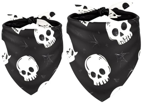 Hundehalstuch, Totenkopf-Design, für Mädchen, Jungen, Halstuch, Zubehör für kleine, mittelgroße und große Hunde, Welpen, Katzen, Haustiere, 2 Stück