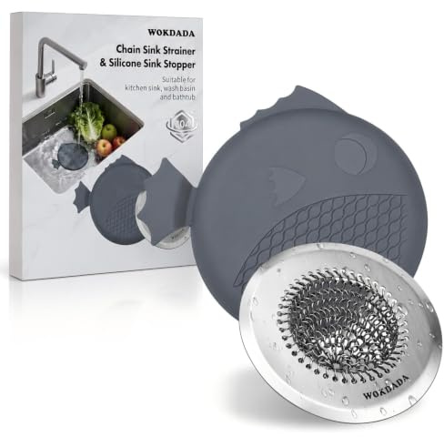 Reversible Sink Strainer & Stopper, Anti-Slip Flexible Kitchen Sink Strainer, Easy-Clean & Clog-Free Kitchen Sink Plug, 304 Stainless Steel Sink Plug Replacement, 3 in 1 Kitchen Sink Drain Strainer