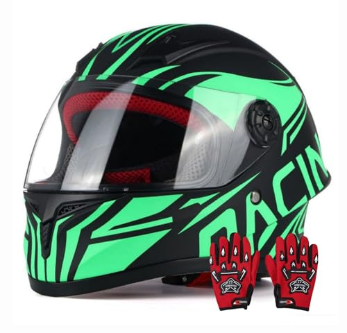 Casco Integrale Per Bambini Con Omologazione DOT,Casco Per Go-Kart,Scooter Elettrico, Ciclomotore,Casco Per Bambini Ragazzi E Ragazze,Per Moto Da Cross,Per Bambini Dai 3 Ai 14 Anni 7,XL/(53~54cm)