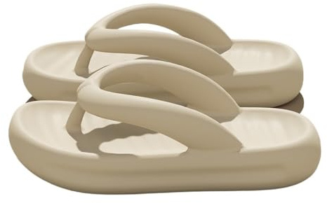 ZZlei2yu-12 Pantofole da Casa Infradito alla moda for donna, con suola spessa e antiscivolo, comode infradito estive da bagno, doccia, spiaggia tempo libero(Khaki,Alpha Small)