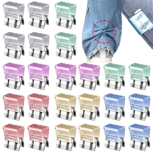 SWYZOR Clips Invisibles para Pantalones,24 Piezas Clip de Puño para Pantalones, Sujetadores de Dobladillo de Pantalón, Botones Invisibles para Acortar Pantalone(A)