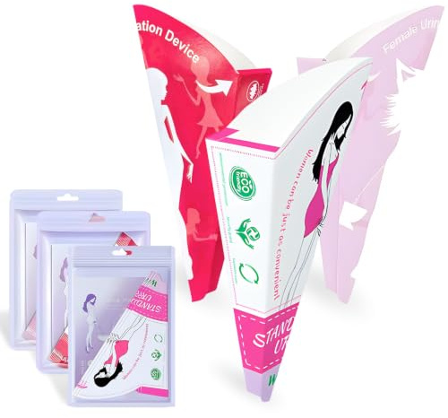 30 Stück Urinella für Frauen Einweg, CIYIN Papier Wasserdichtes Tragbares Urinal für Frauen im Stehen Pinkelhilfe, Frauenurinal für Unterwegs, Pipi Trichter Uriniergerät für Frauen (30, 3 color)