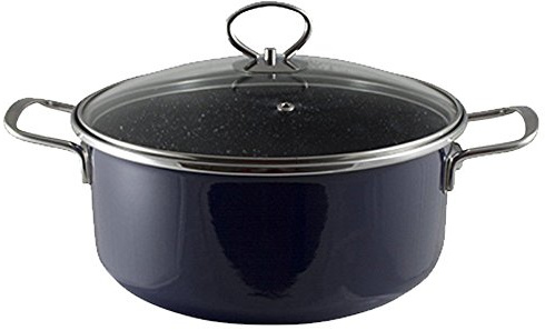 Q2854 San Ignacio Revestimiento Interior DE MÁRMOL Cacerola 24cm Tapa colección Oceania Mango de Acero Inoxidable, Negro