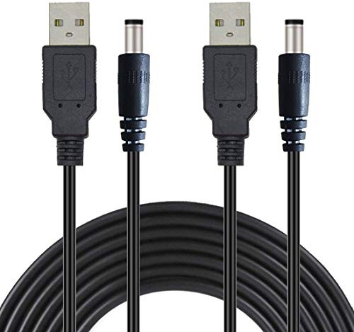 Liwinting 2pz 1.5m Cavo Adattatore di Alimentazione USB DC Barrel JACK 5V Caricatore 2.1 mm x 5.5 mm - Nero