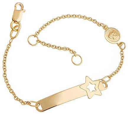 Barn/baby ID-armband stjärna ängel I doparmband 375 guld längd 12–16 cm inklusive gravyr e 9 karat (375) gult guld, cod. 1230