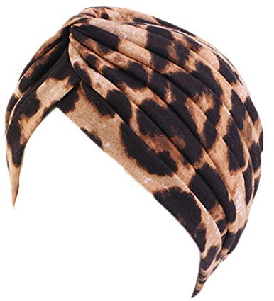 beauty YFJH Damen-Turban, Baumwolle, Kopfbedeckung, Kopfbedeckung, Haube, Haarausfall, Leopard, Einheitsgröße