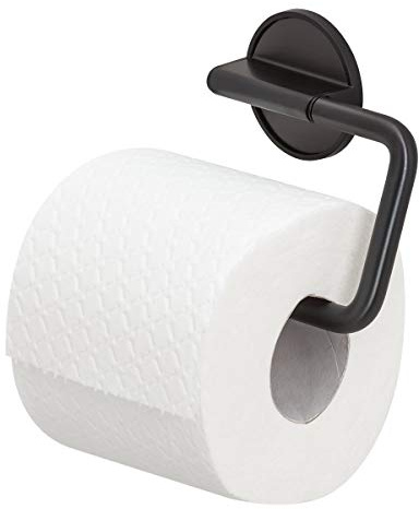 Tiger Tune Toilettenpapierhalter, Montage ohne Bohren Dank integrierter Klebefolie, optional Befestigung zum Schrauben, Black Metal gebürstet/Schwarz, 150 x 100 x 26 mm