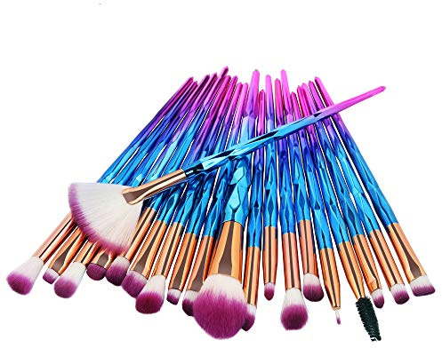 KOLIGHT Pack of 20pcs Cosmetic Eye Shadow Sponge Eyeliner Eyebrow Lip Nose Foundation Powder Makeup Brushes Sets (purple)