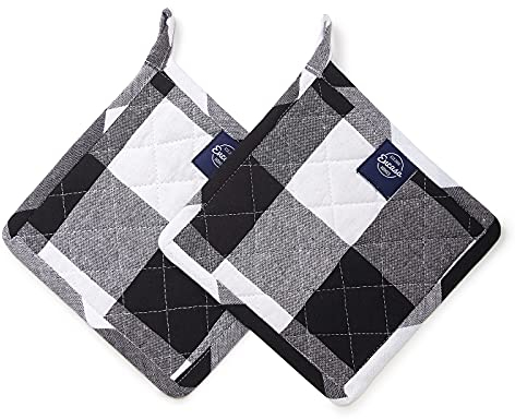 Encasa XO 21 cm Forno Microonde Potholders (2 pz Set) per cucina cucina e cottura - Resistente al calore, protezione delle mani da utensili caldi - Controlli neri di Buffalo