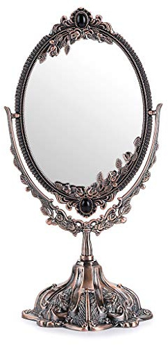 SUMTree Vintage Oval Double Sided Rotatable Dressing Mirror (S, Red Bronze)