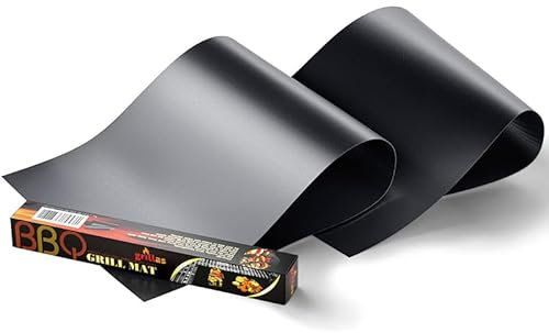 GRIGLIARE DURO 2x Tappetino BBQ SUPER SPESSORE 0.4 mm in Teflon Antiaderente per Barbecue (BBQ MAT)