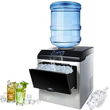 PanHuiWen Máquina para Hacer Hielo Comercial Maquina de Hielos Domestica PequeñA 25KG en 24 H Maquina Hielo Cubitos Grandes 3 Tamaños de Cubitos Ideal para Fiestas cócteles