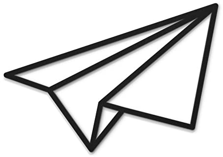 Beautiwall Origami Flugzeug Moderne Wanddeko Metall Schwarz - Beschichtete Wandschmuck Metallbilder - Wohnzimmer Badezimmer Schlafzimmer Wand Deko Metalldekoration - Inklusive Klebestreifen