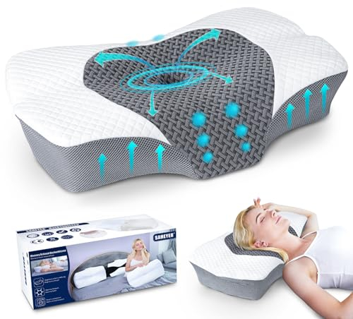 SAHEYER Orthopädisches Kissen Nackenstützkissen Kopfkissen, Ergonomisches Nackenkissen Seitenschläferkissen 60 x 40 x 13/11 cm Memory Foam Kissen für Seiten, Rücken & Bauchschläfer