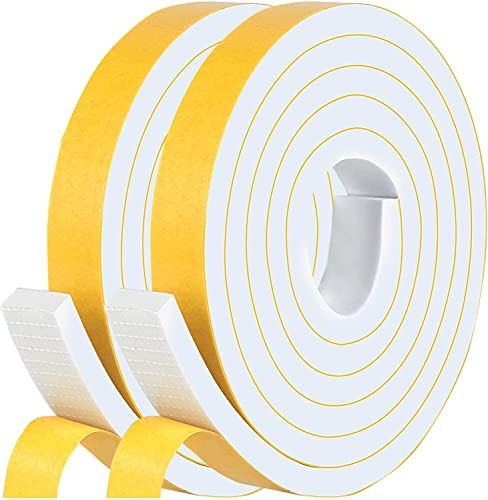Dichtungsband Selbstklebend für Türen Fenster, 12mm(B) x 10mm(D)/4m Schaumstoff klebeband Gummidichtung Gegen Kalte Zugluft/Anti-Kollision/Schalldichter/Wasserdichter/Staubdicht Weiß