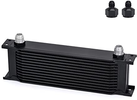 MSEURO 13 Row Universal Aluminum Engine Transmission Oil Cooler Kit Oil Cooler 13 Rows British Type PQY7013 Motorölkühler (Color : Black With 2PCS AN6)