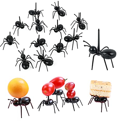 Floatdream 24 Pièces Creative Food Fork, Fourchette à Dessert pour Fruits, Fourchette à Fruits Fourmi, Formes de Fourmis Créatives, Pour les Desserts, Les Fruits et Les Snacks