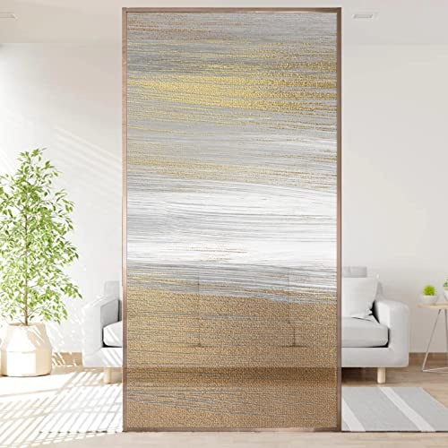 Pellicola Privacy, Striscia Marrone Dorata Pellicola per Vetri,per Finestre Pellicola Anti-UV,Pellicola Autoadesivo Statico per Vetri,per Ufficio Bagno Camera da Letto Cucina -45x200 CM