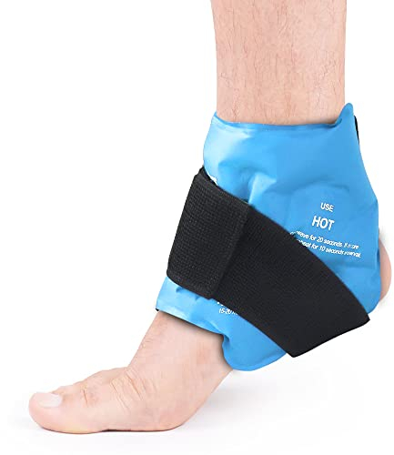 NEWGO Tasca di ghiaccio riutilizzabile per alleviare il dolore, ghiaccio per caviglia, gel terapia calda e fredda per lesioni ai piedi, gonfiore alla caviglia, azzurro