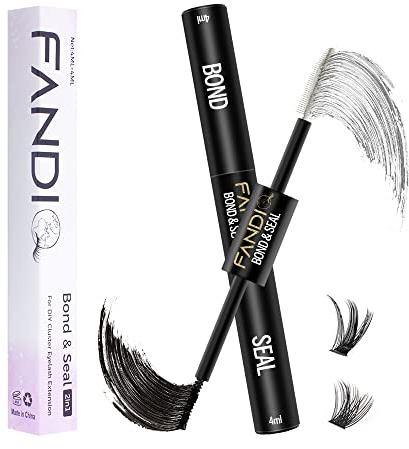 Lash Bond and Seal, Cluster Eyelash Glue for Individual Cluster DIY Eyelash Extensions,Strong Hold Waterproof Cluster Lash Glue 4ML+4ML Latex-free Long Lasting for Sensitive Eyes (Black bond)