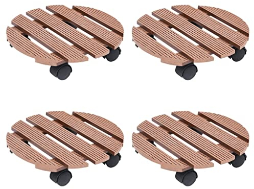 INLIFE Pflanzenroller 4 STK. Braun Ø30x7,5 cm WPC,5.36kg,3143925