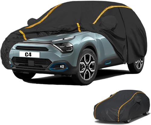 Bâche Voiture Étanche pour Citroen C4(2004-2024) Housse de Protection Voiture Exterieur,Résistant à la Neige par Tous Les Temps, Coupe-Vent,Durable, et résistante aux Rayures