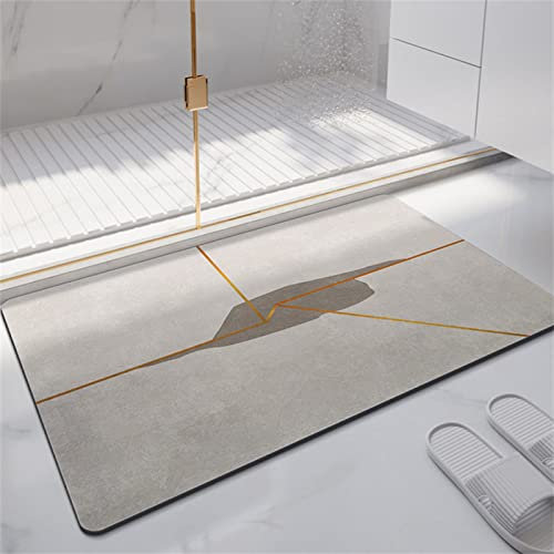 Heeboode Badematte Rutschfester Badezimmerteppich Absorbierender Badteppich 80x150cm Duschmatte Schnelltrocknende Badematte Home, Badvorleger rutschfest Waschbar, Bad Teppiche Badezimmermatte Gold