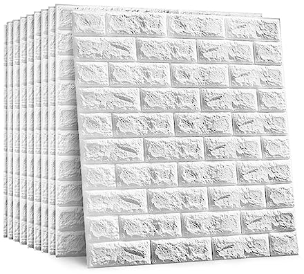 Youyijia 3D Wandpaneele Selbstklebend 20 Stück 77 x 70cm Selbstklebende Tapete Steinoptik Wasserdicht PE Wandaufkleber Wandtapete für Wanddeko Wandverkleidung Schlafzimmer Wohnzimmer Badezimme(Weiße)
