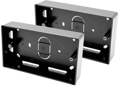 SHPELEC® Black Surface Mounted Pattress Box - Single/Double, Stylish and Durable Box for Mounting Electrical Devices, BS 5733 Compliant (2 x 2 Gang (Double))