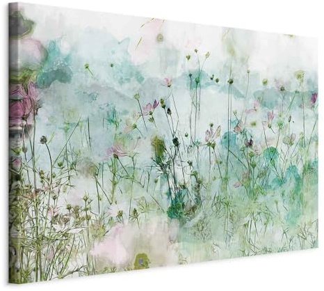 B&D XXL - Akustikbild Wiese 60x40 cm 1 tlg Bilder Akustikschaum Schallschutz Kunst Akustikpaneele Wandpaneele Schalldämmung Wandbild Schallabsorber Blumen Gras Botanik bunt wie gemalt b-C-1025-b-a