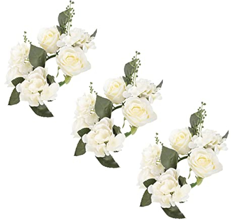 GOOHOCHY Kerzenring Aus Künstlichen Blumen Rosenkranz Für Tischdekoration Kerzenkranz Für Hochzeit Langlebig Und Dekorativ